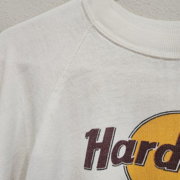 Vintage Supa Sweats Hard Rock Cafe Long Sleeve Sweatshirt White Size Large - Picture 7 of 8